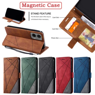 Leather Phone Case For Motorola Moto G35 G55 G14 G24 G34 E13 Wallet Flip Cover - Image 1 of 4