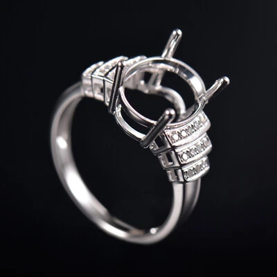 Custom 14K White Gold Natural Diamond Semi Mount Ring Oval 11x9MM Bridal Setting - Image 1 of 4