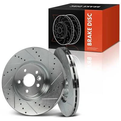 2x Front Side Drilled Brake Rotor for Volvo S60 2012-2018 S80 07-16 V60 V70 XC70 - Image 1 of 4