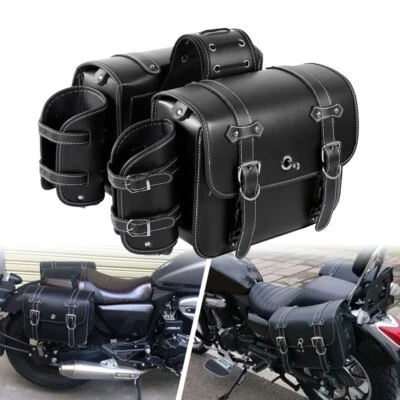 Saddlebags Side Bags with cup holder For Yamaha V Star XVS 650 950 1100 1300 - Image 1 of 4