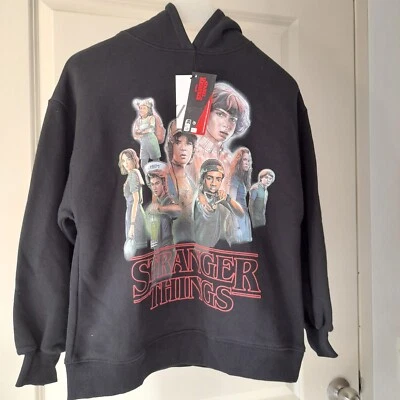 Nuevo con etiquetas ZARA Stranger Things Pullover Sudadera con Capucha Niños Talla 13-14yo o S Negro  Foto 1 de 4