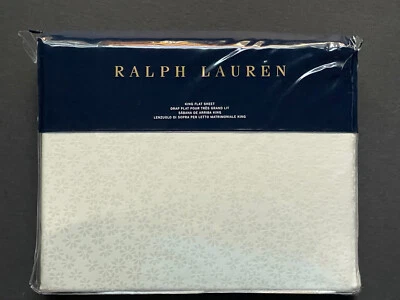 RARE New Ralph Lauren *KING FLAT SHEET Soft CREAM FLOWERS Cotton LOTS LISTED! - Image 1 of 4