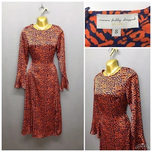 Never Fully Dressed Orange Mix Long Satin Dress Small With 2 Front Slits - Picture 1 of 15
