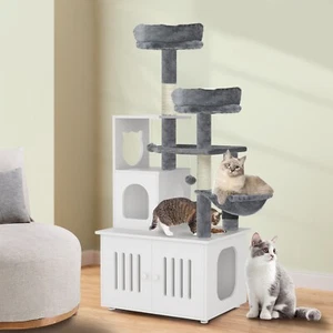Xelsyo Multifuncional Gato Árbol Condominio Interior Gato Muebles con Caja de Arena Oculta - Imagen 1 de 5