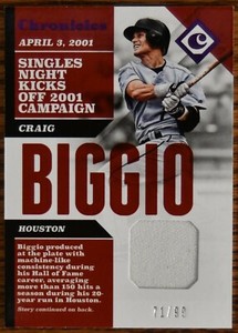 2017 Panini Chronicles Swatches Purple #16 Craig Biggio SN-71/99 Houston Astros