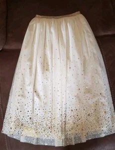 Sparkle Girls 10-12 Long Skirt White Gold Stars Cat & Jack  - Picture 1 of 6