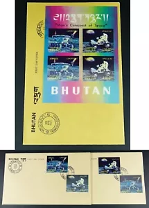 Bhutan 1971 Weltraum Raumfahrt Apollo 15 3-D Lenticular 436-439 Block 46 FDC - Bild 1 von 3