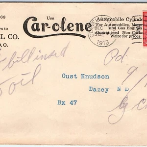 1913 Cleveland, OH Valley Oil Envelope Postal Cover Car-olene Motor Dazey ND 5S - Picture 1 of 3