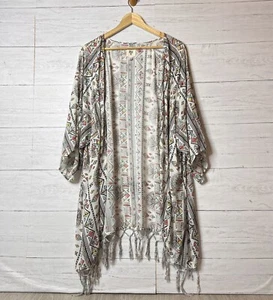 Billabong Kimono Strickjacke Gr. S/M Salty Waves Boho Geometrisch Aztekenmuster Fransen - Bild 1 von 18