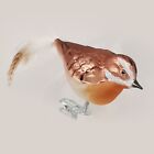 Braunkehlchen mit Naturfedern, Vogel auf Clip - Lauschaer Glaskunst, Schatzhause
