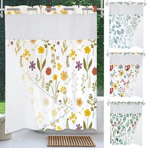 Hook Free Shower Curtain Waterproof Bathroom Curtains with Snap In Liner Cud TLT - Picture 1 of 32