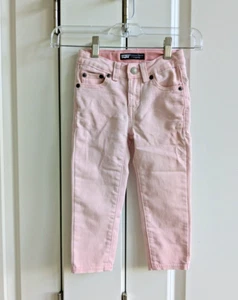 Levi's Jeans Girls 4 Reg Pink Cropped Denim Legging Adjustable Waist Stretch - Picture 1 of 7