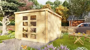 Flachdach Gartenhaus Gerätehaus Holz 28mm 3x3M Holz, Harz Ohne Boden EB28235oFL - Bild 1 von 11