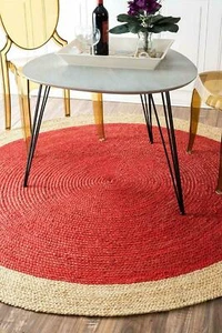 Rug Color Jute Reversible 100% Natural Hand Woven Braided Home Decor Rug - Picture 1 of 67