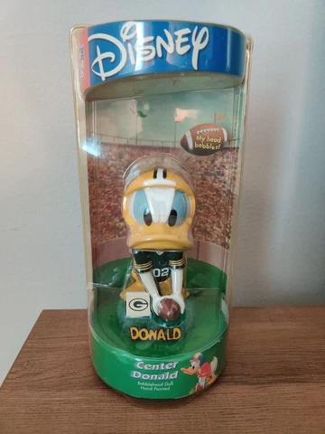 Disney Green Bay Packers Donald Duck Center NFL Bobblehead New In Package, Rare Cover