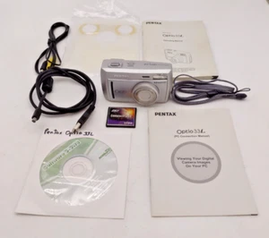 Pentax Optio 33L Digital Camera 3.2 Megapixels Flip Screen Manual SD Card Wires - Picture 1 of 17