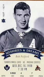 1998 Toronto Maple Leafs Final Season MLG Ticket Stub - BOB PULFORD Excellent - Picture 1 of 2