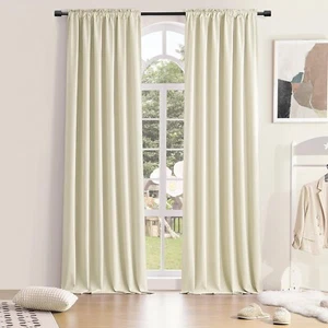 Thermal Room Darkening Draperies Window Curtain Panels - Easy Care Solid Rod Poc - Picture 1 of 8