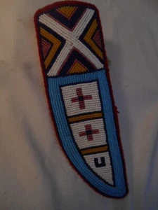 Native American Beaded Knife Sheath - Brain-tanned hide - Loop Holder for belt - Picture 1 of 5