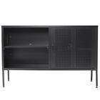 Industrial TV Stand Cabinet Storage 4 Shelves Metal Sideboard Living Room w Door