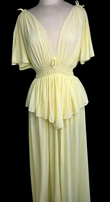 Elegante Camisón De Colección Gossard Amarillo Transparente Gasa Falda Calado Fairycore Años 80 Foto 1 de 4