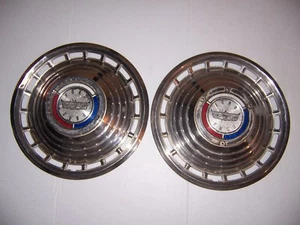 Vintage 1963 Ford Galaxie 500 14" Hubcaps Wheel Cover Set of 2 Hot Rod Rat Rod - Picture 1 of 7