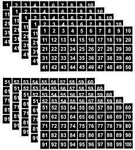 AIEX 10 Blatt Zahlenaufkleber 5 Sets à 1-100 Vinyl Quadrat Zahlenaufkleber Wasser - Bild 1 von 12