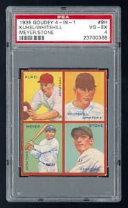 1935 Goudey #9H Joe Kuhel Earl Whitehill Buddy Myer Error Meyer John Stone PSA 4 - Bild 1 von 2