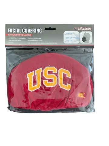 2 USC Trojans Face Coverings Sealed In Bag Colosseum Red/Black Free Shipping Cover