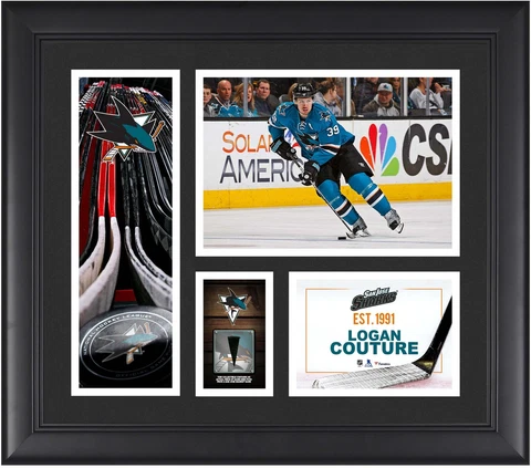 Logan Couture San Jose Sharks Framed 15x17 Collage w/a Piece of GU Puck Cover