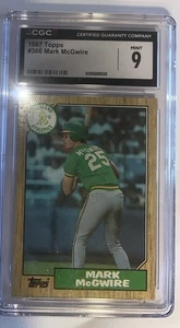 MARK MCGWIRE 1987 TOPPS ROOKIE #366 OAKLAND ATHLETICS. CGC 9 MINT. Q - Picture 1 of 2