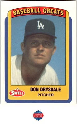 1990 Swell Baseball Greats #62 Don Drysdale - Image 1 of 2