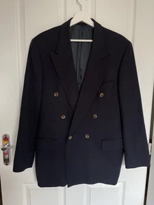 M&S St Michael Navy Wool Cashmere Military Coat Jacket Mens Size Medium M 42 - Picture 1 of 11