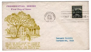 #809 Presidential Series White House 1938 FDC - Planty #71 - Picture 1 of 2