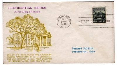 #809 Presidential Series White House 1938 FDC - Planty #71 - Image 1 of 2
