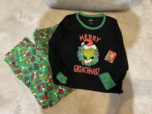 Dr. Seuss The Grinch "MERRY GRINCHMAS" 2 Pezzi Pigiama Camicia e Pantaloni, Uomo LG - Foto 1 di 3