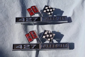 1966-67 Corvette new ORIGINAL "427 side fender emblems Part 3876425-427 NOS - Picture 1 of 2