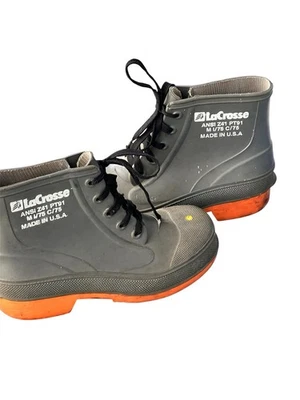 LaCrosse Men's Gray and Orange Steel Toe Rubber Work Boots Sz. 6 - Image 1 of 4