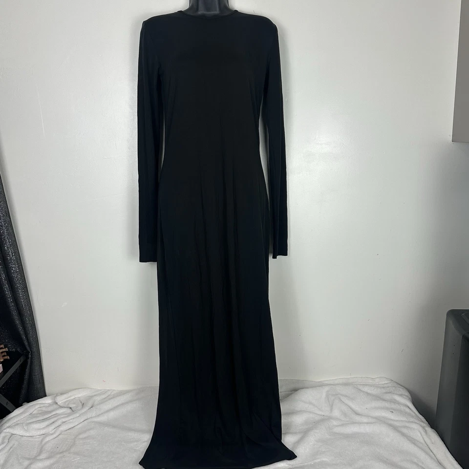 Skims Soft Lounge Long Sleeve Dress Color Onyx Black Size Large AP-DRS-2046