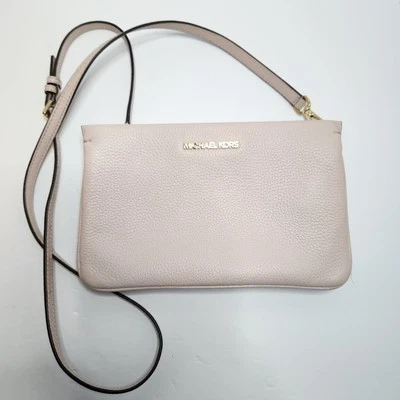 Michael Kors Crossbody Purse Jet Set Travel Triple Gusset Pink Pebbled Leather - Image 1 of 4