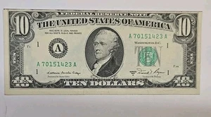 Off Center $10 Federal Reserve 1981 - Picture 1 of 2