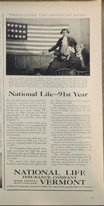 1941 National Life Insurance Vermont Vintage Ad 14 x 5 Protecting the American - Picture 1 of 2