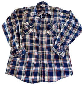 Camisa Woolrich de franela a cuadros manga larga con botones roja azul para hombre grande larga EE. UU. - Imagen 1 de 6