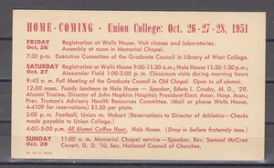 USA  1951  / MINT  -  POSTAL STATIONERY CARD - HOME COMING UNION COLLEGE - UXC39 - Picture 1 of 2