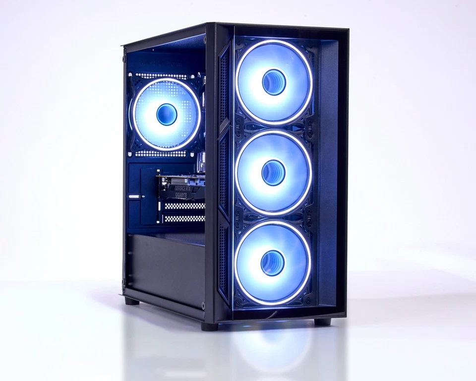 Gaming PC Intel i7 NVIDIA RTX 3050 32GB RAM 1TB SSD Windows 11 WiFi Black - Image 1 of 4