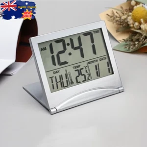 Mini Folding LCD Digital Alarm Clock Temp Date Time Travel Desk Table Display - Picture 1 of 11