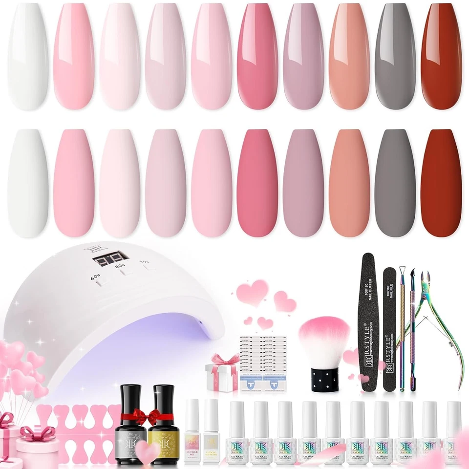 RSTYLE UV Nagellack Set mit Lampe 48W LED/UV, 12PCS Farben Nagelset Gelnägel Sta - Bild 1 von 1