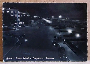 Rimini - Piazza Tripoli e Lungomare - notturno [grande, b/n, viaggiata] - Picture 1 of 1