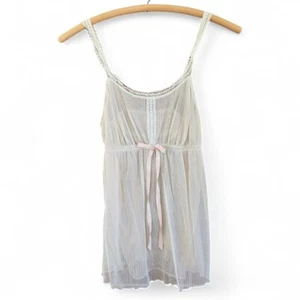SimplyVera Vera Wang Sheer Striped Babydoll Lingerie Top Lace Straps Medium - Picture 1 of 8