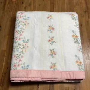 "Vintage CHERYL CON Coperta Acrilica Finitura Satinata Modello Floreale Rosa & Avorio, 87x72" - Foto 1 di 15